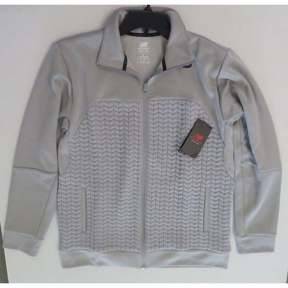 New Balance MJ13156 Men Sz L Gray Heatloft Full Zip Athletic Running Jacket $120 - Picture 5 of 6